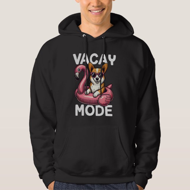 Cute Vacay Mode Corgi Dog Mom Summer Vacation Trip Hoodie (Front)