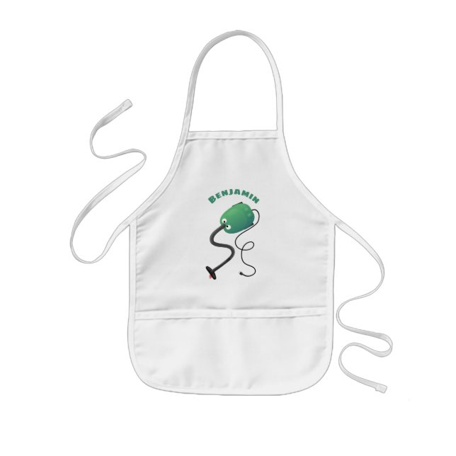 Cute vacuum cleaner cartoon humor kids' apron (Front)