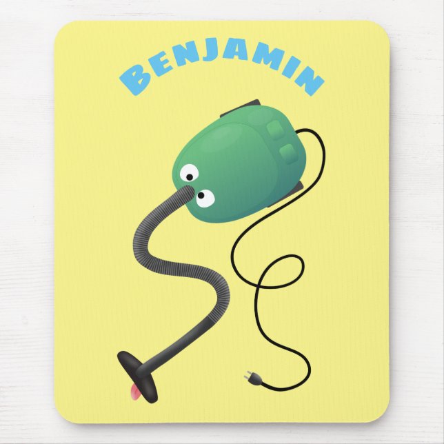 Cute vacuum cleaner cartoon humor mouse pad (Front)