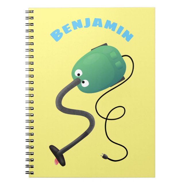 Cute vacuum cleaner cartoon humor notebook (Front)