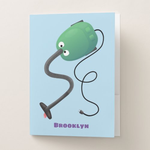 Cute vacuum cleaner cartoon humor  pocket folder