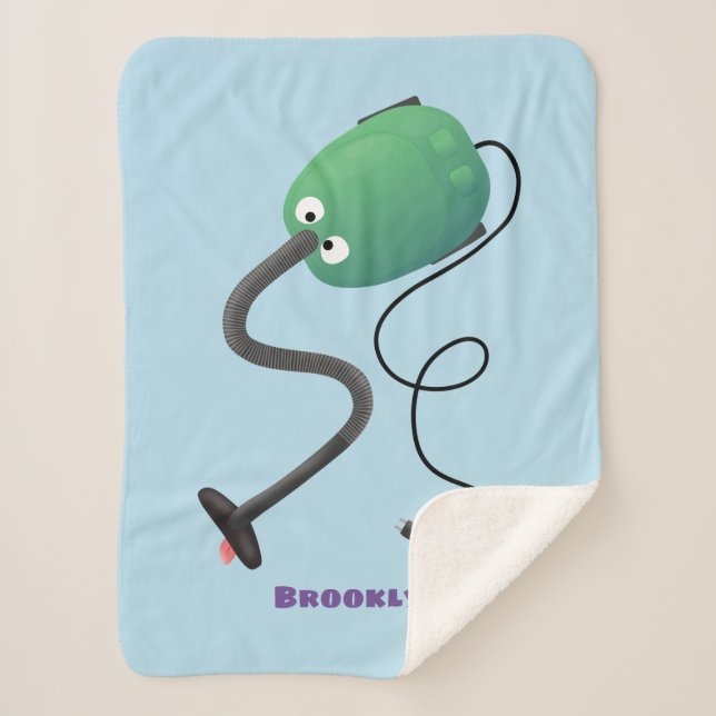 Cute vacuum cleaner cartoon humor  sherpa blanket (Front)
