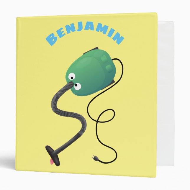 Cute vacuum cleaner cartoon humour 3 ring binder (Front/Inside)