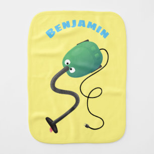 Cute vacuum cleaner cartoon humour baby burp cloth