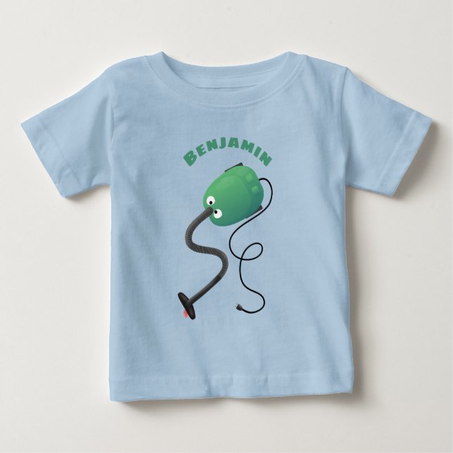 Cute vacuum cleaner cartoon humour baby T-Shirt (Front)