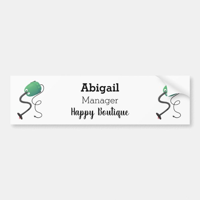 Cute vacuum cleaner cartoon humour bumper sticker (Front)