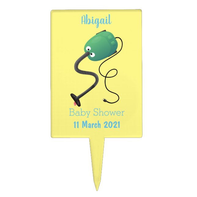 Cute vacuum cleaner cartoon humour  cake topper (Front)