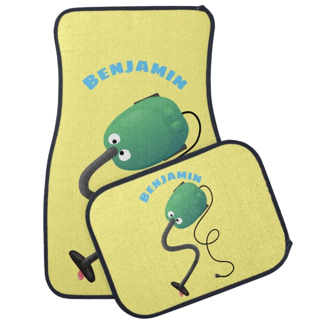 Cute vacuum cleaner cartoon humour  car floor mat (Set)