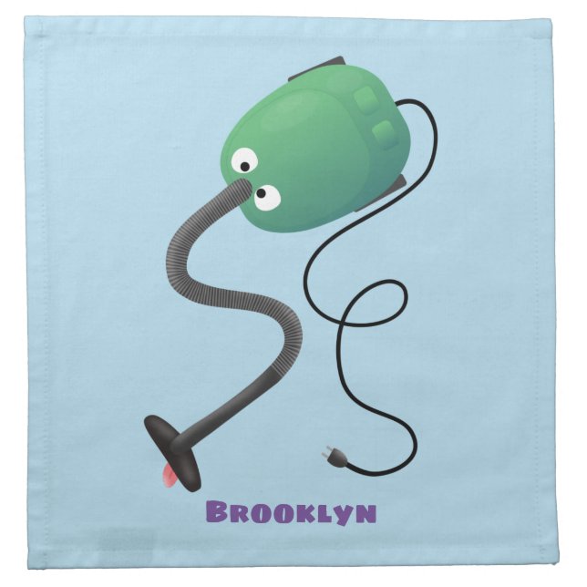 Cute vacuum cleaner cartoon humour cloth napkin (Front)