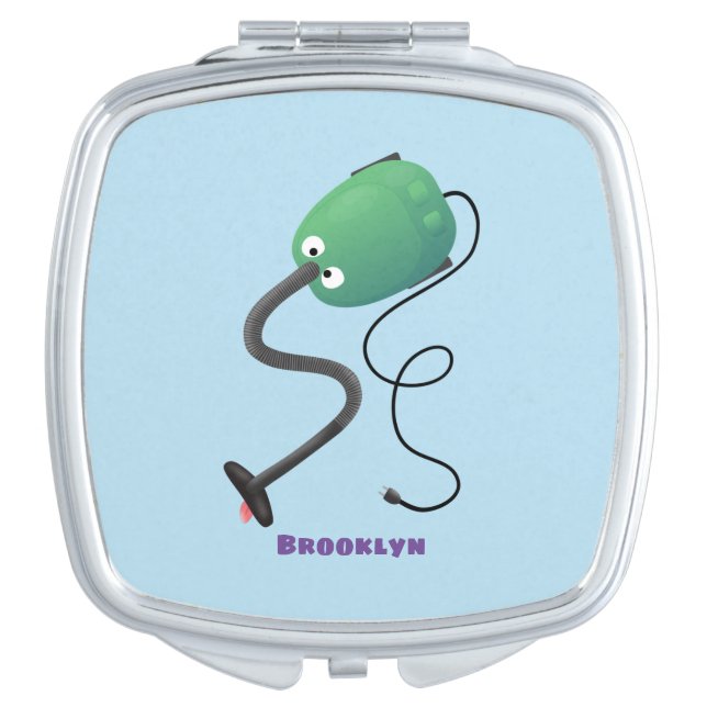 Cute vacuum cleaner cartoon humour compact mirror (Front)