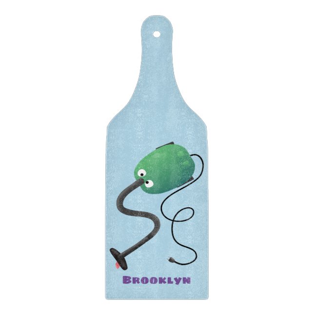 Cute vacuum cleaner cartoon humour  cutting board (Front)