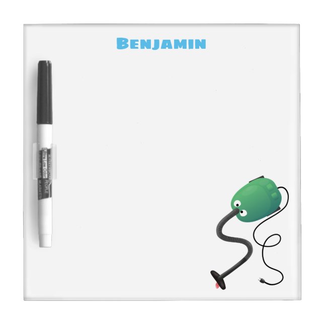 Cute vacuum cleaner cartoon humour dry erase board (Front)