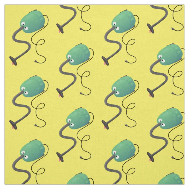Cute vacuum cleaner cartoon humour fabric (Swatch)