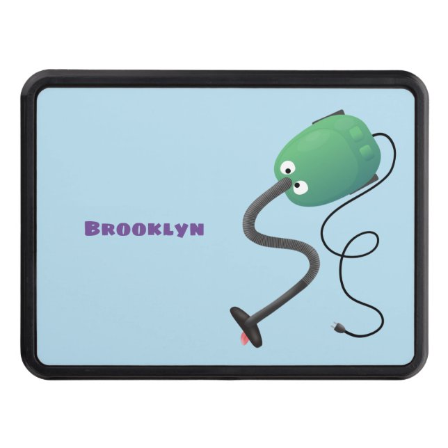 Cute vacuum cleaner cartoon humour hitch cover (Front)