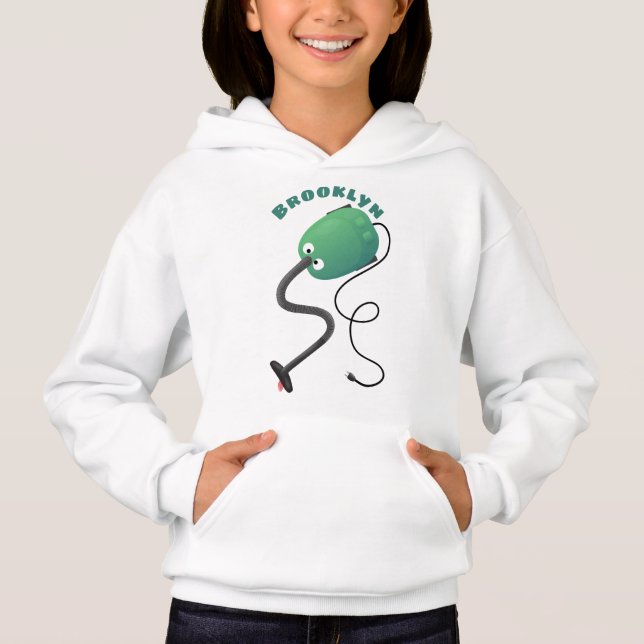 Cute vacuum cleaner cartoon humour hoodie (Front)
