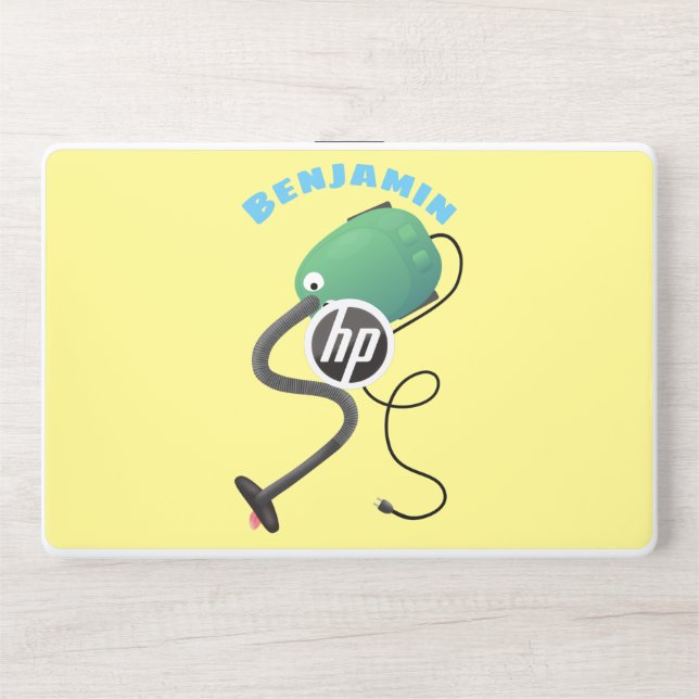 Cute vacuum cleaner cartoon humour HP laptop skin (Front)