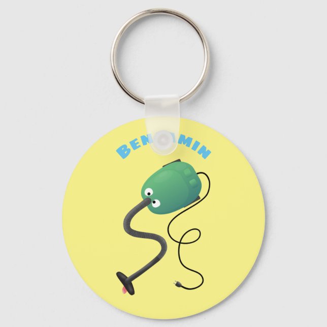 Cute vacuum cleaner cartoon humour keychain (Front)