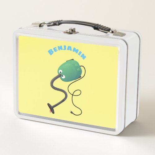 Cute vacuum cleaner cartoon humour metal lunch box