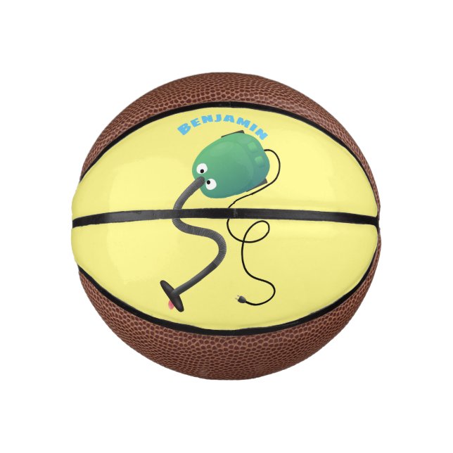 Cute vacuum cleaner cartoon humour mini basketball (Front)