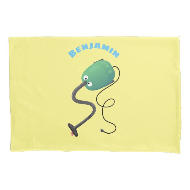 Cute vacuum cleaner cartoon humour pillow case (Front)