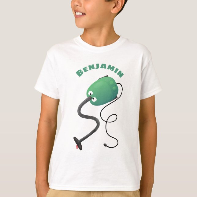 Cute vacuum cleaner cartoon humour T-Shirt (Front)