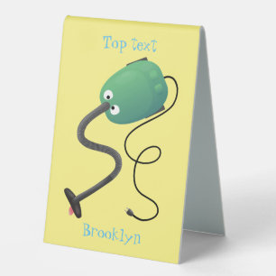 Cute vacuum cleaner cartoon humour table tent