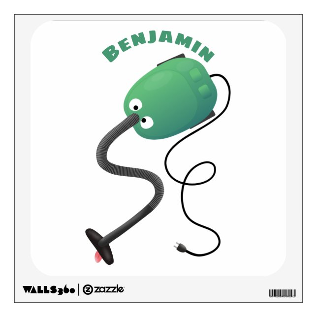 Cute vacuum cleaner cartoon humour  wall decal (Front)