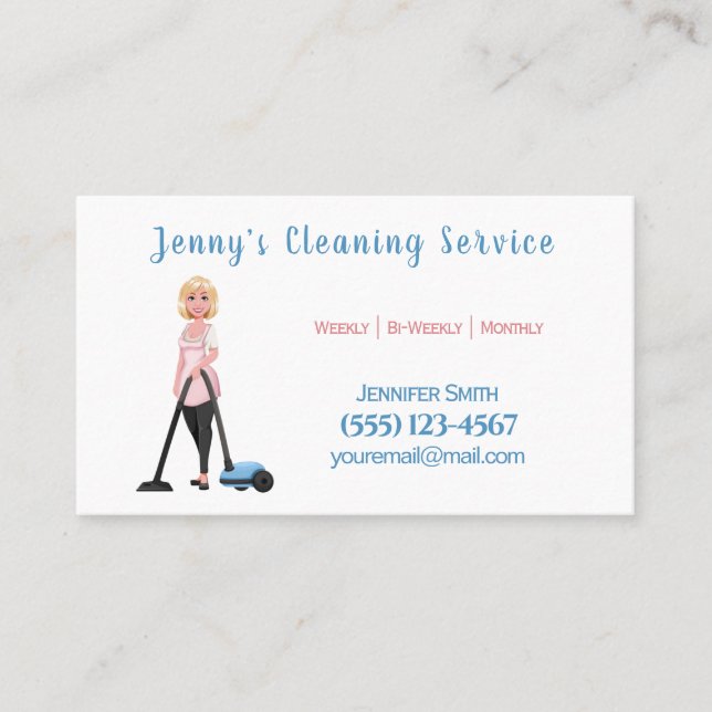 Cute Vacuum House Cleaning Maid Service Business Card (Front)