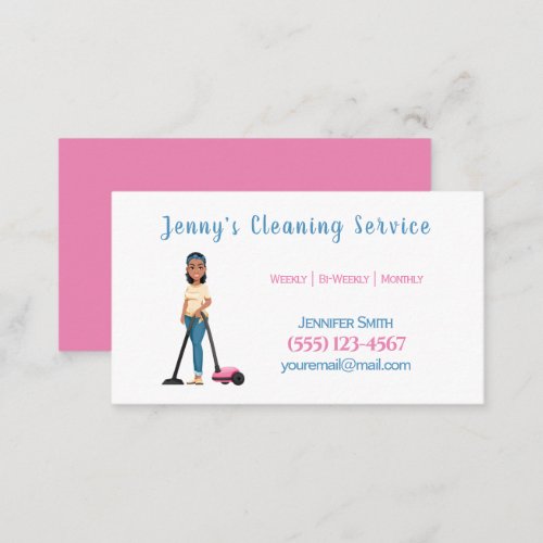Cute Vacuum House Cleaning Maid Service Business Card