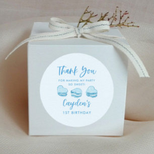 Cute Valentine Blue Heart Birthday Party Favor Classic Round Sticker