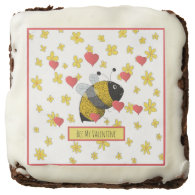 Cute Valentine Bumblebee Daisy Red Heart Brownie