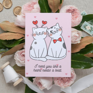Cute Valentine Cat Couple Postcard