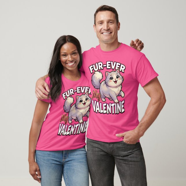 Cute Valentine Cat – Fur-Ever My Valentine T-Shirt (Unisex)
