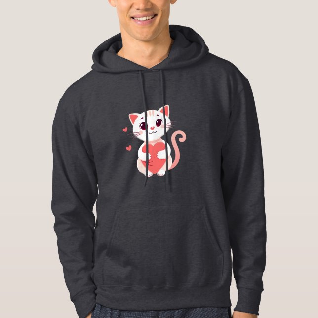 Cute valentine cat  hoodie (Front)