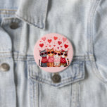 Cute Valentine Cats in Heart Sunglasses Button