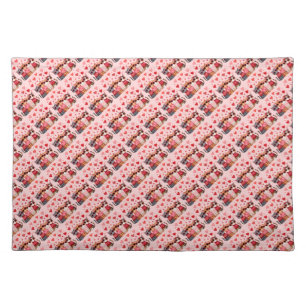 Cute Valentine Cats in Heart Sunglasses Cloth Placemat