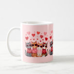 Cute Valentine Cats in Heart Sunglasses Coffee Mug