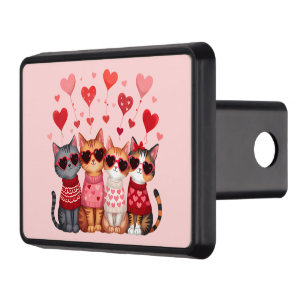 Cute Valentine Cats in Heart Sunglasses Hitch Cover