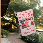 Cute Valentine Cats in Heart Sunglasses House Flag