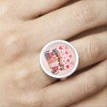 Cute Valentine Cats in Heart Sunglasses Ring
