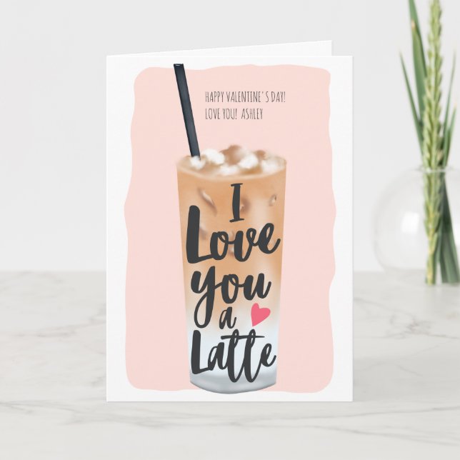 Cute valentine coffee latte quote 3 photos collage card (Front)