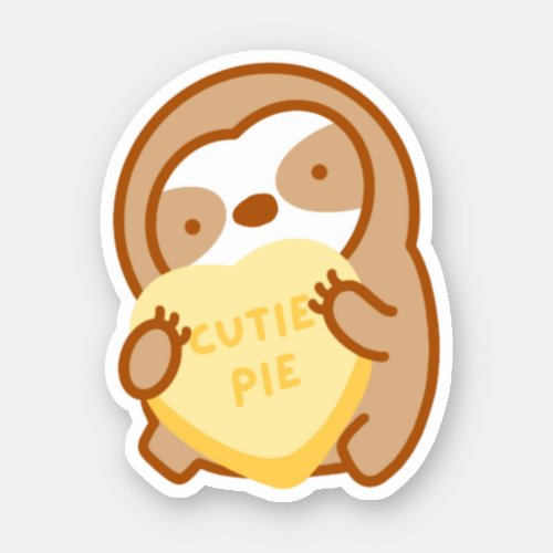 Cute Valentine Cutie Pie Candy Heart Sloth Sticker
