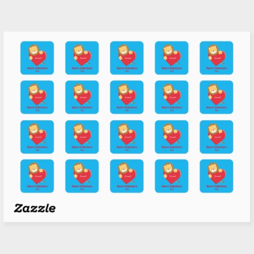 Cute Valentine Day For Him Square Sticker Zazzle 