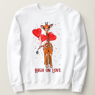 Cute Valentine day giraffe heart balloons Sweatshirt
