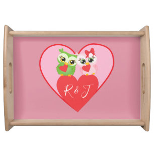 Cute Valentine Day Owls Serving Tray