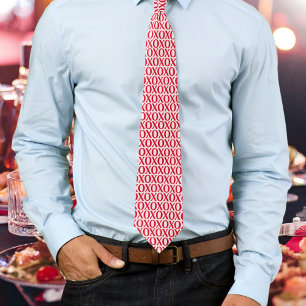 Cute Valentine Day XOXO Photo Red And Pink Neck Tie