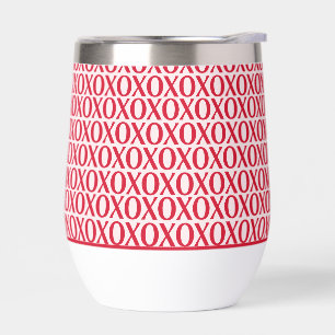 Cute Valentine Day XOXO Red And Pink Thermal Wine Tumbler