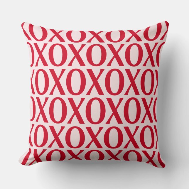 Cute Valentine Day XOXO Red And Pink Throw Pillow (Front)
