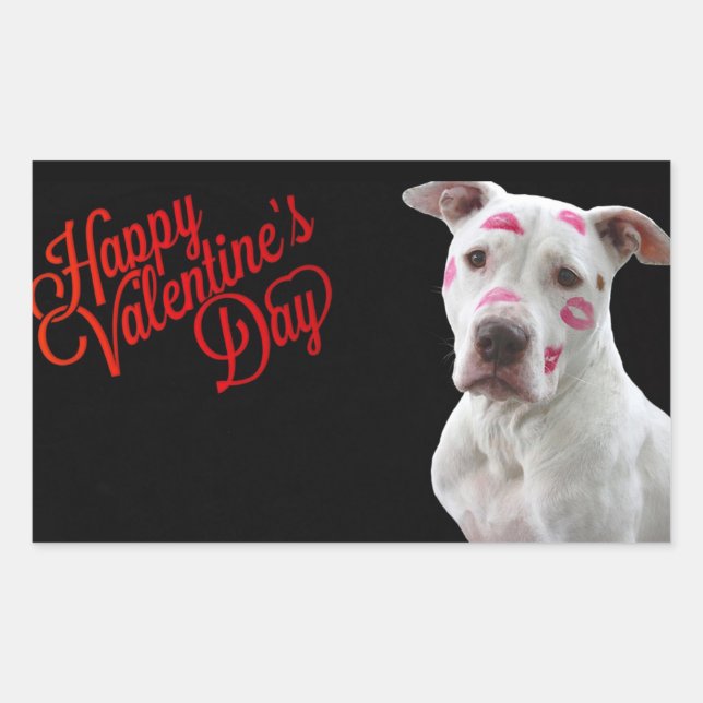 Cute Valentine Dog Rectangular Sticker (Front)
