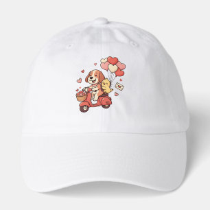 Cute Valentine Dog Scooter Heart Balloons Custom Hat